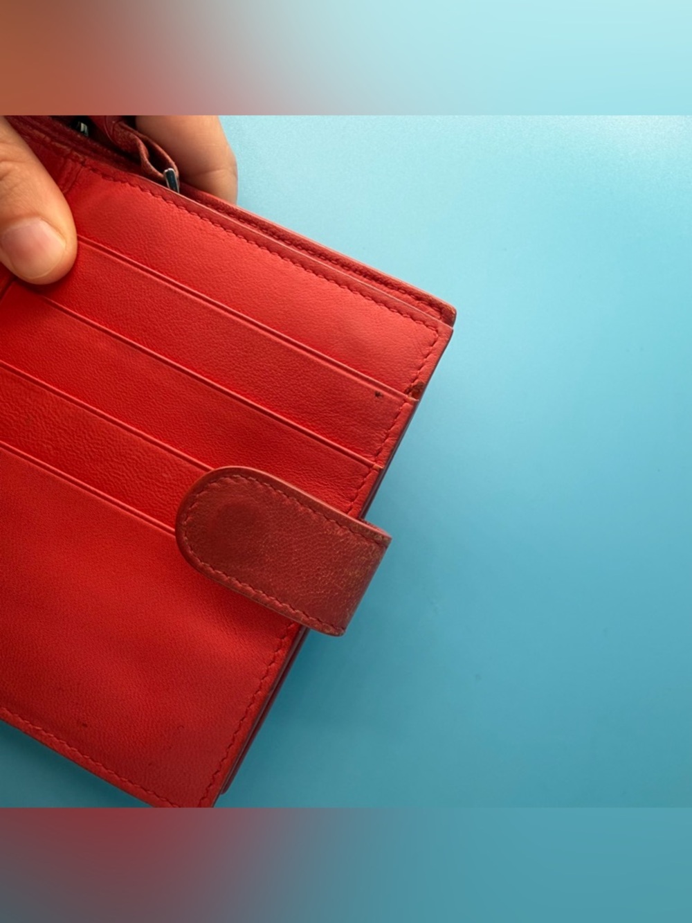Bottega Veneta Coral Leather Compact Snap Wallet Zip Italy - Picture 6 of 7